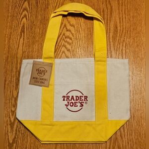 Trader Joe's Mini Yellow Canvas Tote Bags 2024 Limited Edition